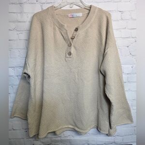 Free People Beach Cream Oversized Thermal Sweater